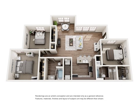 3 Bed 2 Bath TH Floor Plan at Palisades at Pleasant Crossing, Rogers